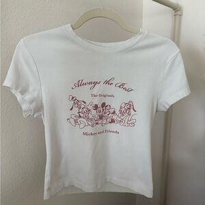 Uniqlo White Crop Top with Red Graphic